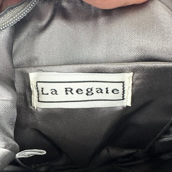 LA REGALE SATIN SHOULDER BAG, GRAY, WITH ZIPPER, HAND MADE IN CHINA - Picture 5 of 10